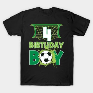 4th Birthday Boy Soccer Funny B-day Gift For Boys Kids T-Shirt